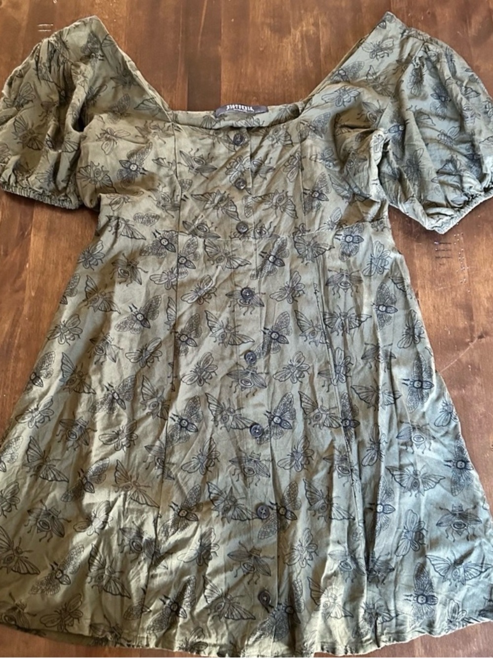 Disturbia Olive Green Butterfly Mini Dress